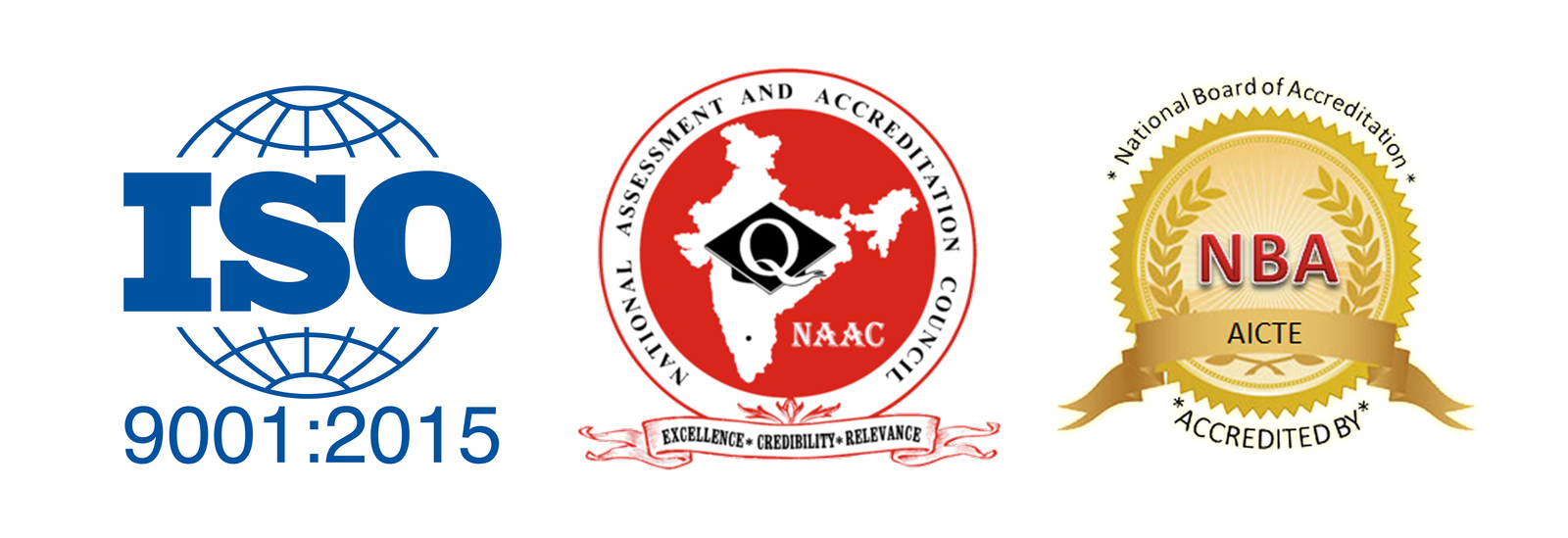 NAAC, NBA, ISO accreditation marks